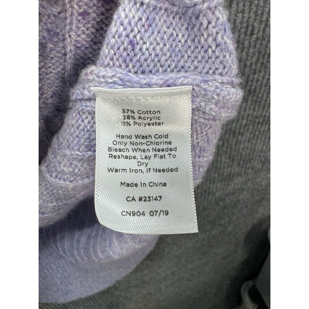 Talbots Cable Knit Tweed Sweater Top Womens 2X Soft Purple Button Cuff Crewneck - Picture 5 of 8